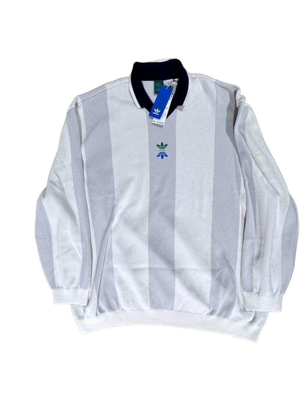 Adidas Heavyweight Polo Sweater with Vertical Stripes